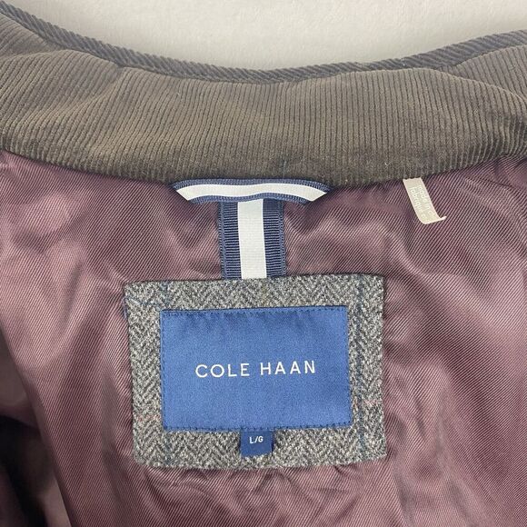 Cole Haan Barn Coat Utility Jacket Mens Large Brown Quilted Corduroy Plaid - Picture 10 of 10